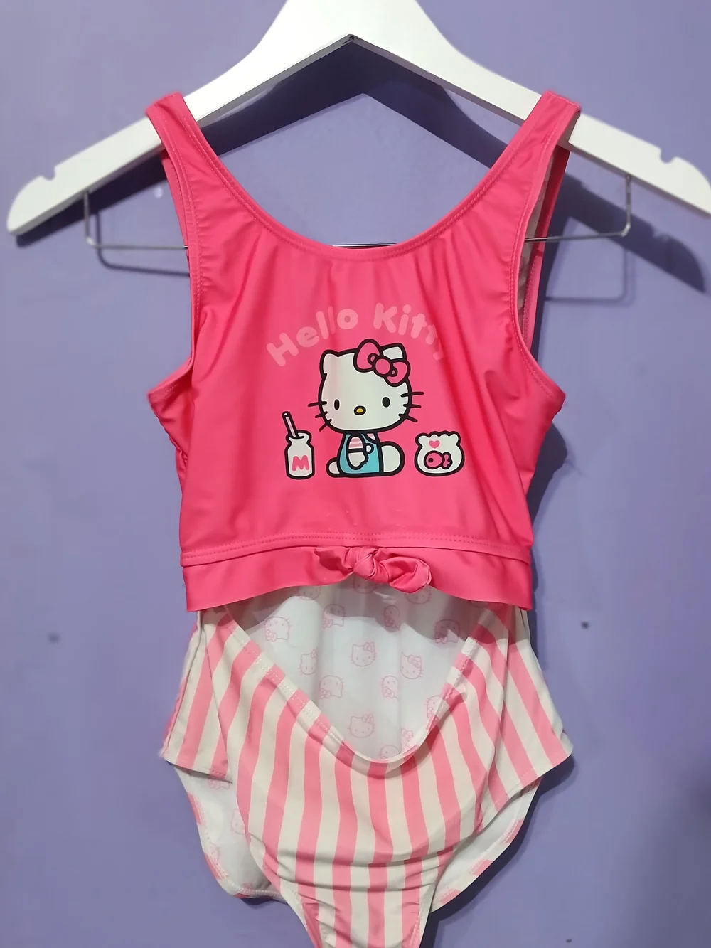 Hello Kitty Pink Girls' One-Piece Swim - Cute Bow Front